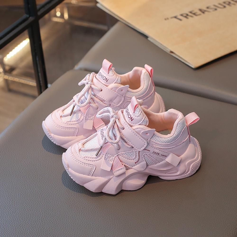 

PU Leather Children s Sport Shoes Lightweight Breathable Kid s Sneakers Trend Fashion Boy s Girl s Running Shoes Children Shoes 21 розовый