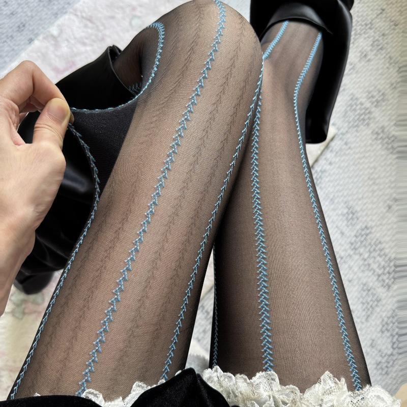 Frühling Sommer Hahnentritt Seidenstrümpfe - Damen Sexy Schwarze Rautennetz Anti-Aufreißstrumpfhose