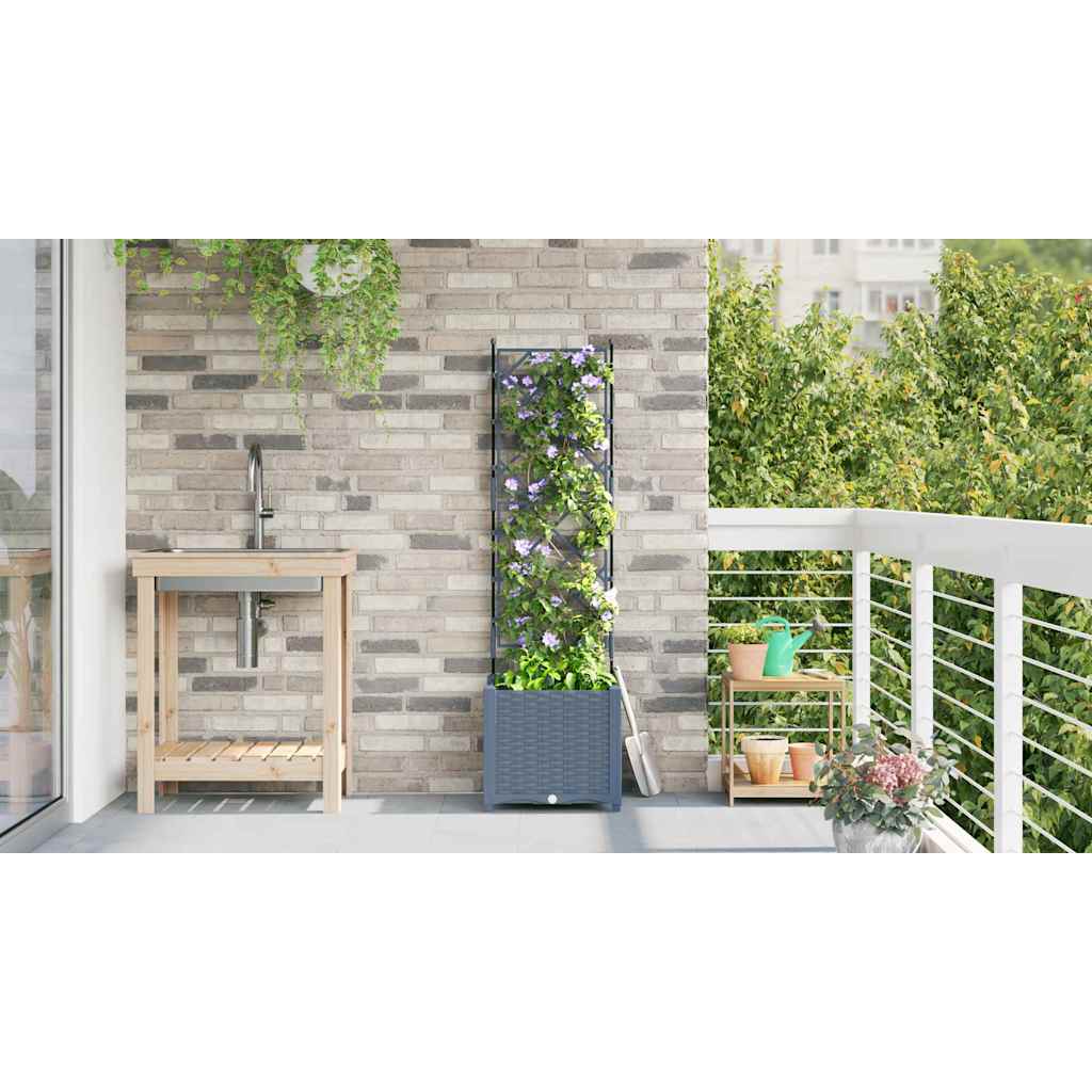 Garden Planter Light Gray 40 X 40 X 143 Cm Plastic