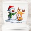 Festive Cartoon Snowman & Deer Toilet or Wall Stickers, Christmas Decoration, Self-Adhesive