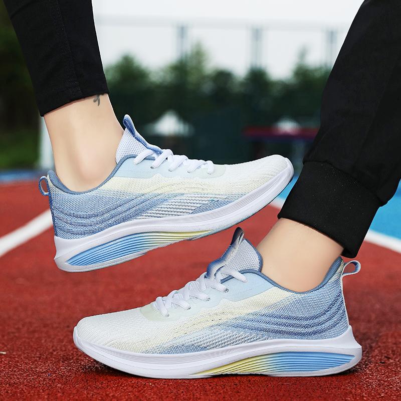 Breathable Knitted Running Shoes Unisex Lightweight Soft Sole Sneakers Non-slip Comfort Casual Trainers for Jogging Walking Fitness