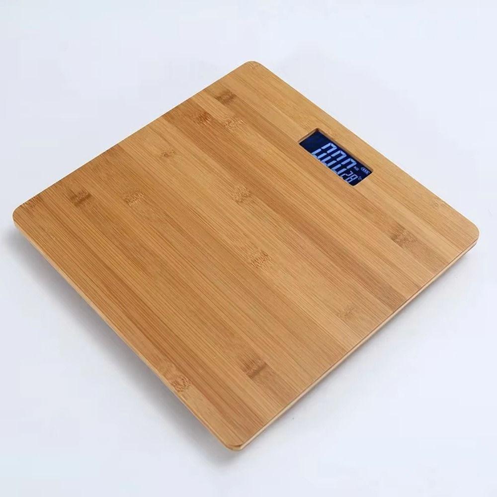 Square Bamboo Weight Scale 180KG Model Electronic Weighing Scale Smart Body Fat Scale Bathroom