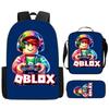 ROBLOX Themed Kids Backpack School Lightweight Durable Oxford Fabric Bag With Padded Straps Cartoon Print Grades 1-9