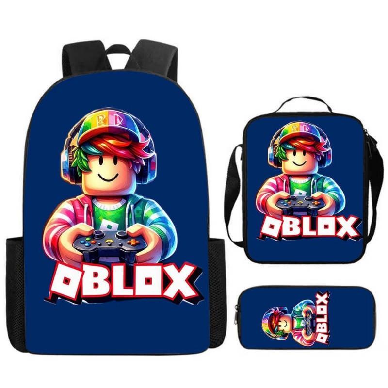 ROBLOX Themed Kids Backpack School Lightweight Durable Oxford Fabric Bag With Padded Straps Cartoon Print Grades 1-9