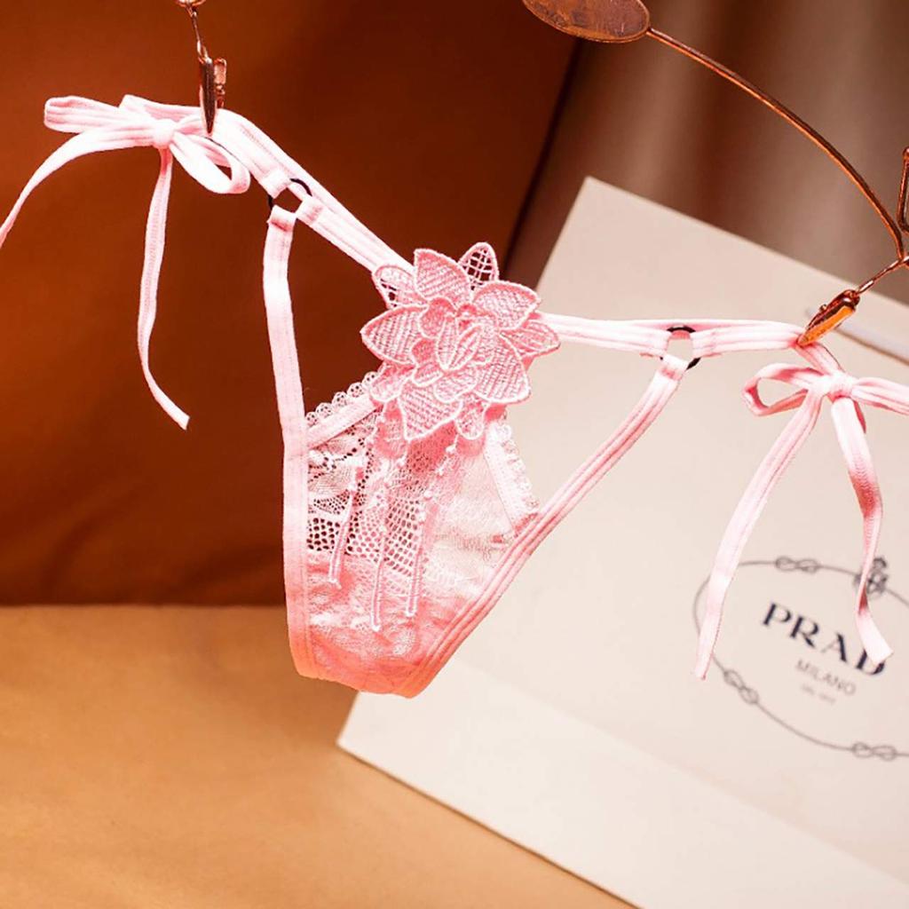 WHITE FANG Floral Lace Sexy Lingerie for TT213 T-Back Panties, Women, (07 Wine)