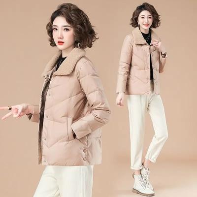 Mantel Damen Kurzmantel Kleiner Baumwollmantel Damen Damenmode mit Fleece Lammwolle Baumwolle