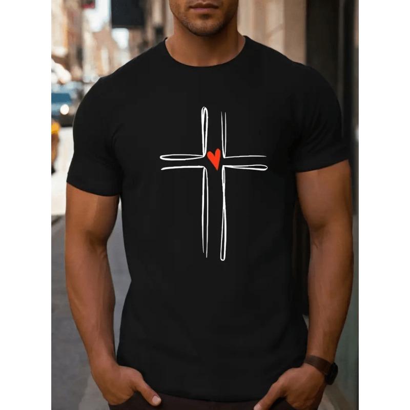 

Европейские размеры Мужская повседневная летняя футболка с модными принтами, универсальный топ S чёрный