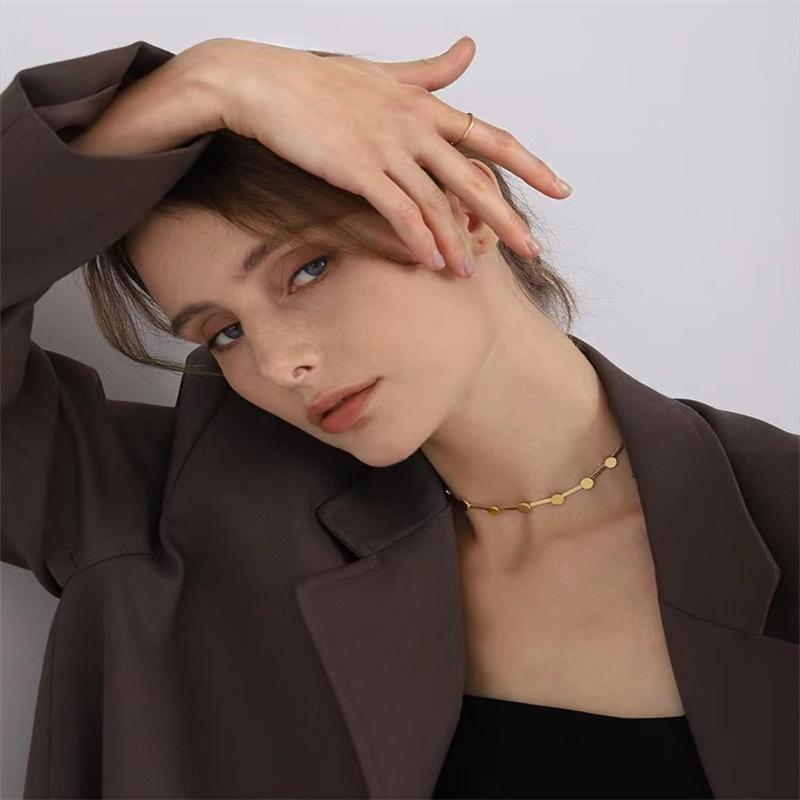 Colier Choker Os de Șarpe pentru Femei, Colier din Oțel Titan - Stil European și American, Colier Simplu Lanț Claviculă