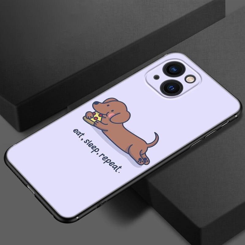 Dackel Hund Liebe Handyhülle für Apple iPhone 13 12 Mini 11 Pro XS Max XR X 8 7 6S 6 Plus SE 2022 2020 5S 5 Weiche Schwarze Hülle