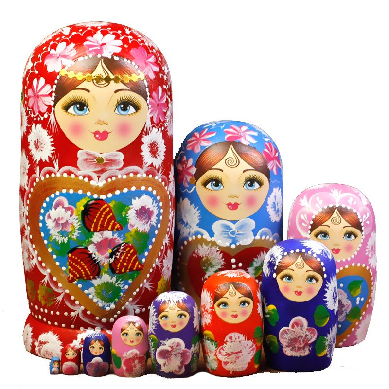 Wooden Painted Russian Nesting Dolls: 5, 7, 10, or 15 Layer Craft Toy & Souvenir