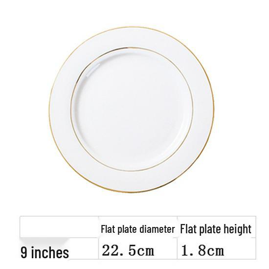 Nordic Gold Rim Steak Knife & Fork Plate Set - Western Dining & Breakfast Tableware