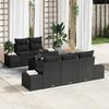 Sofa Set with Cushions Black Poly Rattan