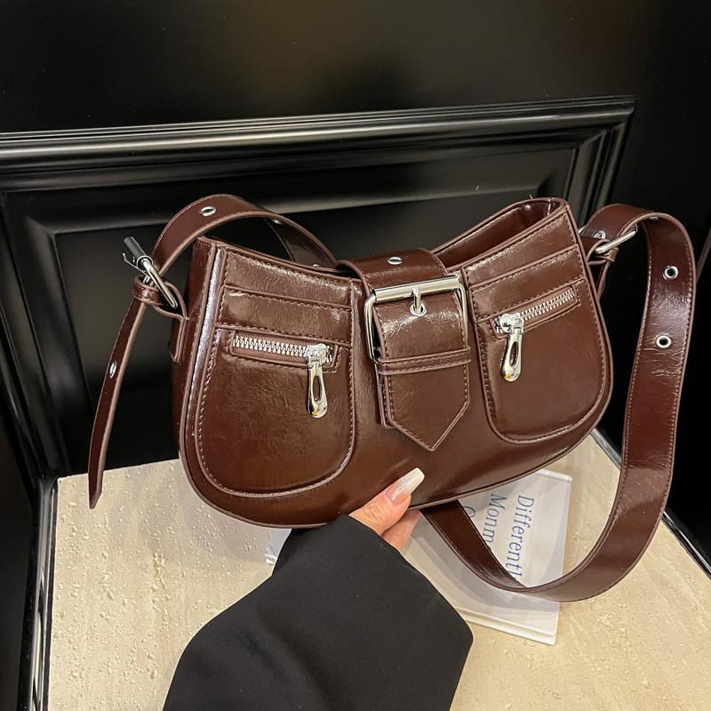 IELGY Niche Design Saddle Bag Simple Retro Underarm Bag