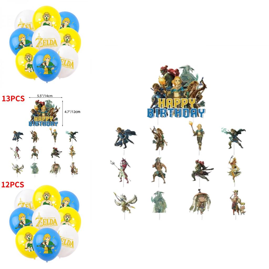 Zelda Spiel Themen Geburtstagsparty Dekorationsset Mit Bannern, Kuchenaufsätzen Und Luftballons Sternenhimmel Marke
