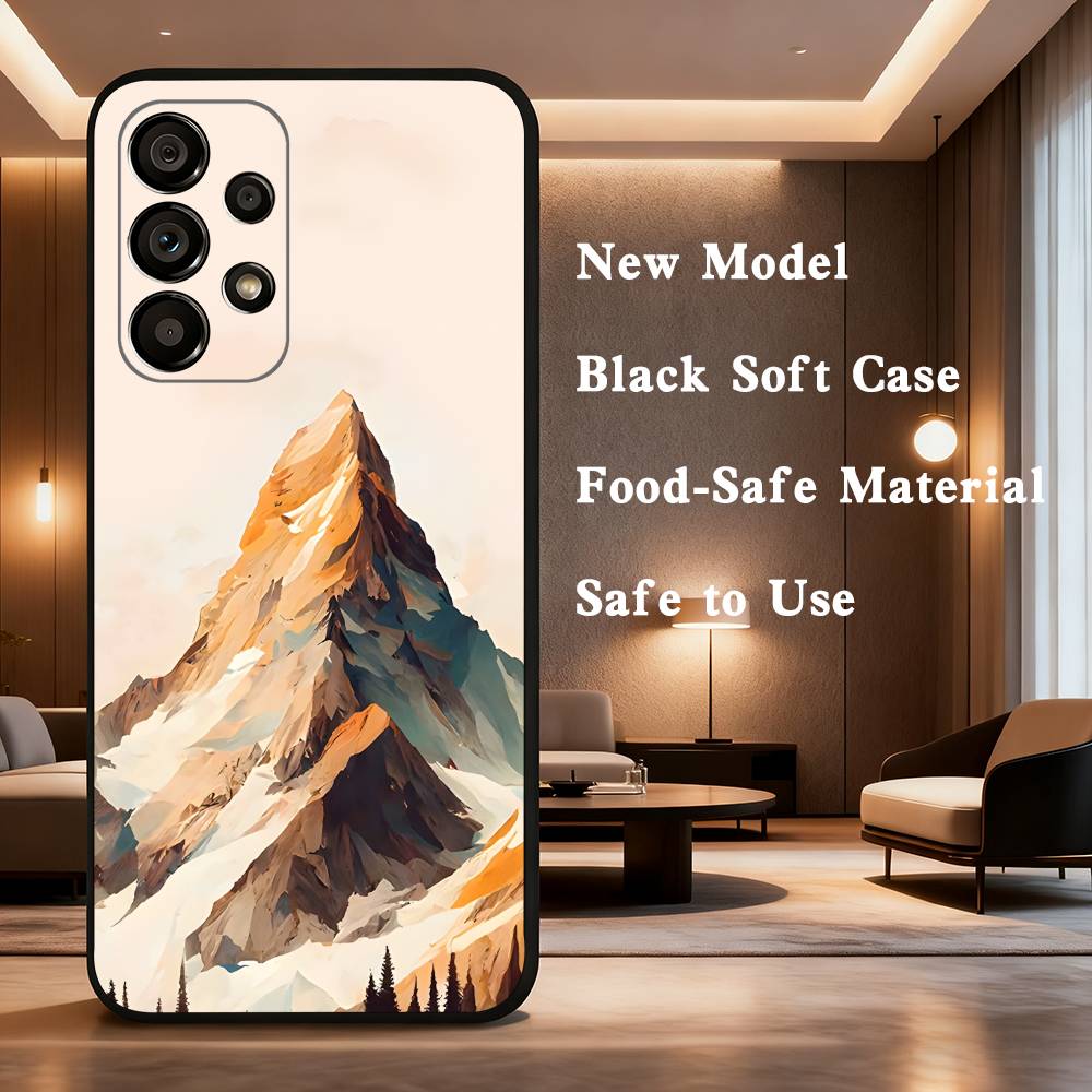 

Snow Mountain Scenery Design Phone Case Soft black protective case for Samsung Galaxy A32,A10,A71,A11,A12,A13, A31, Note 10,etc. Samsung A32 5g