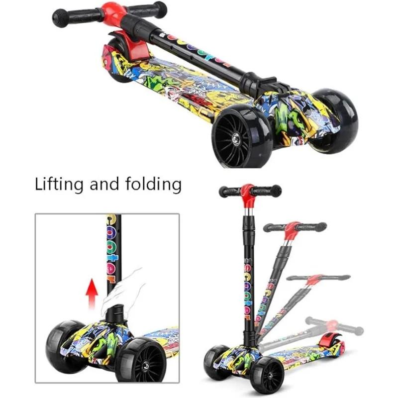 3 Wheeled Scooter With Wheel Lights For Kids 2-In-1 Sit/Stand Child Toddlers Toy Kick Scooters Flip-Out Seat Adjustable Height
