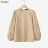 Women Casual Round Neck Loose Long Sleeve Blouse