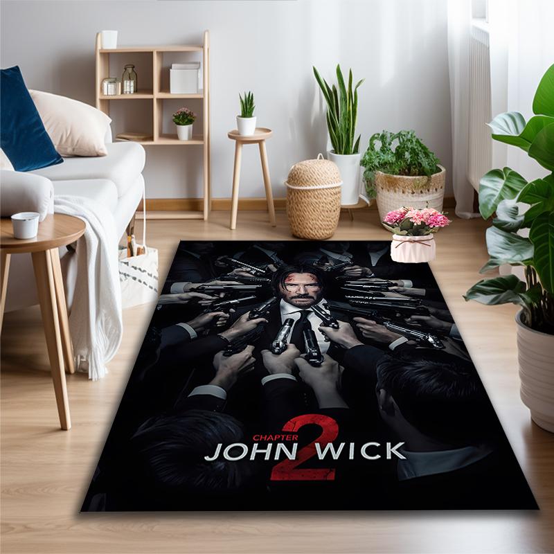 1pc John Wick Movie Poster Rug, Comfortable Printed Home Area Carpet, Cozy Office Chair Rug
