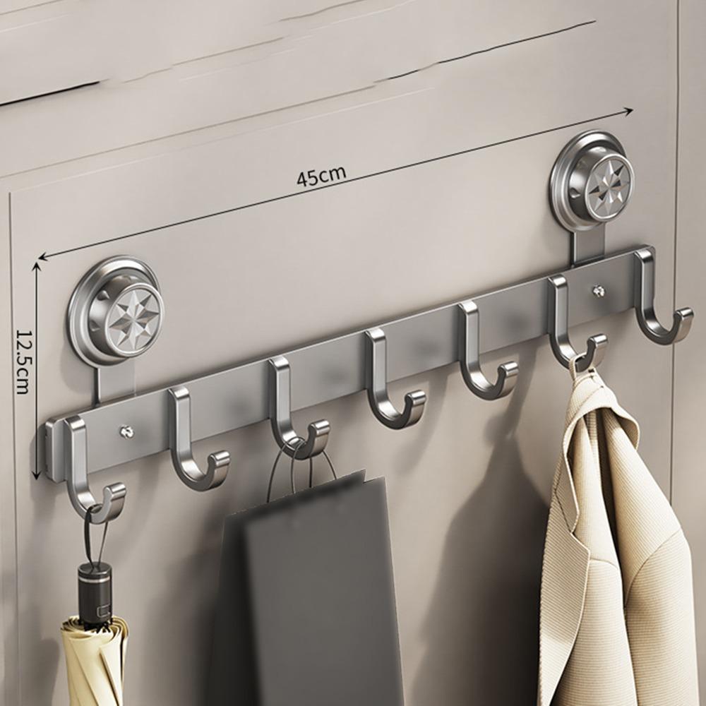 Wall Mounted Suction Cup Door Hook 4/5/6/7/8 Hook Hanging Coat Holder Wall Clothes Hanger  Bathroom