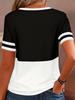 European-American Cross-border Fashion Color Block Zipper Short Sleeve Top