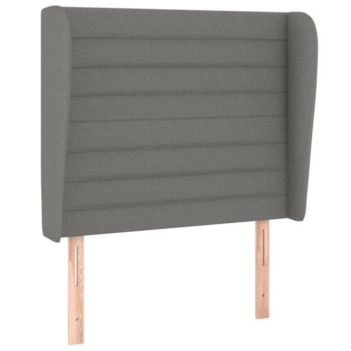 VidaXL Tête de lit avec oreilles Gris foncé 103x23x118-128 cm Tissu3118087
