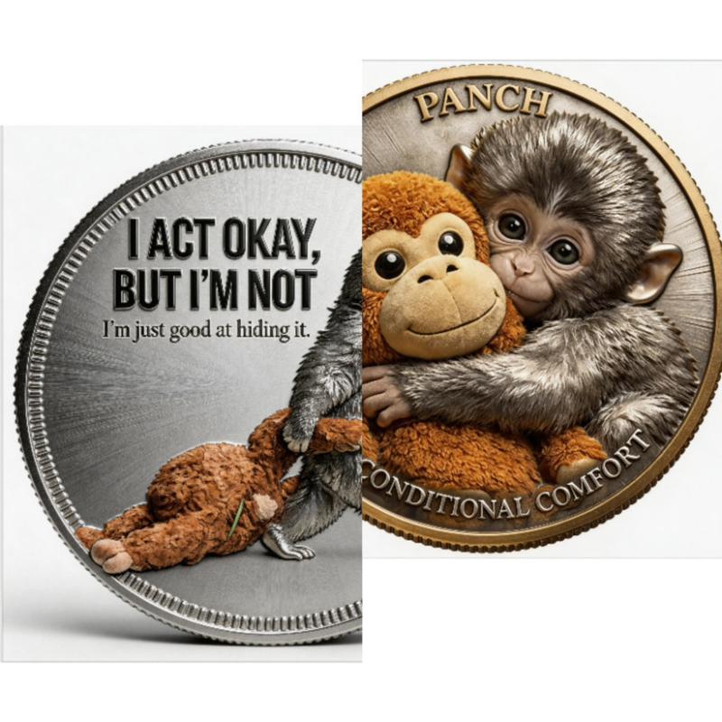 

1Pcs Mental Health Motivational Challenge Coins Emotional Support Monkey Coin Inspirational Metal Challenge Coin