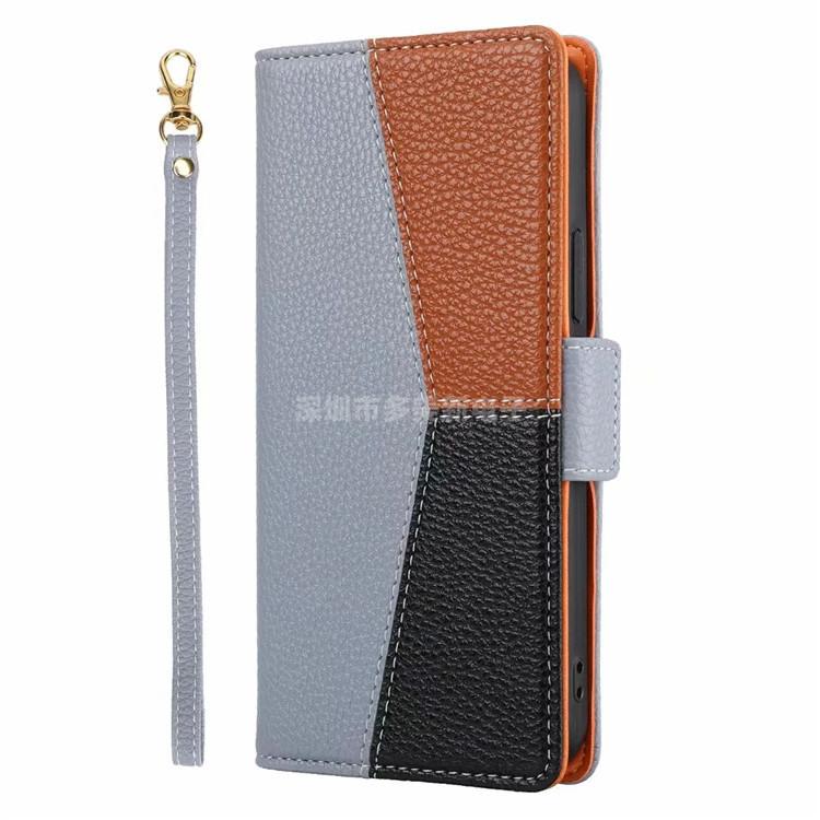 Splicing contrasting leather case for Xperia 1 flip card wallet protective case Xperia 10-III portable