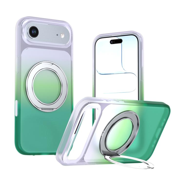 Phantom Skin Feel Gradient PC+TPU Phone Case With 360° Rotating Metal Holder, Magnetic Wireless Charging Shockproof Protective Cover