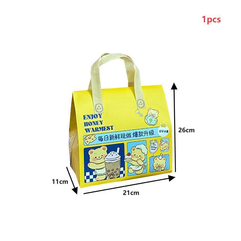 Milk Tea Coffee Beverage Insulated Bag, Aluminum Foil Dessert Bento Bag, Reusable Food Cake Drinks Package Handheld Bag, Non Wov