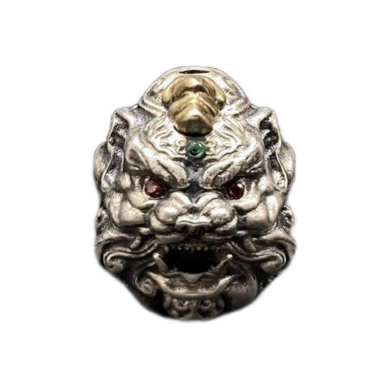 Tibetan Taoist Five Emperors Coin Pixiu Beads with Back Cloud Design - DIY Cultural Play Accessories.
