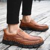 Men's Slip-On Casual Leather Shoes Wear-Resistant Anti-Skid Round Toe Loafers Thick Bottom Dress Footwear All Season