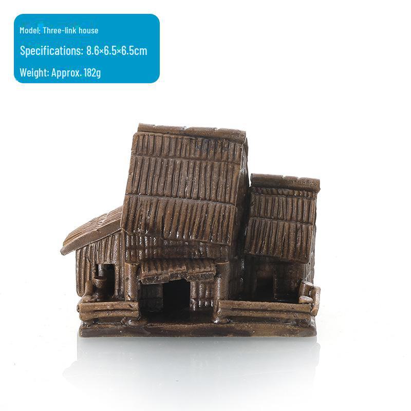 Ceramic Fish Tank Decoration: Water-Absorbing Stone Ornament for Aquariums, Gardens, and Bonsai – Thatched and Bamboo Houses.