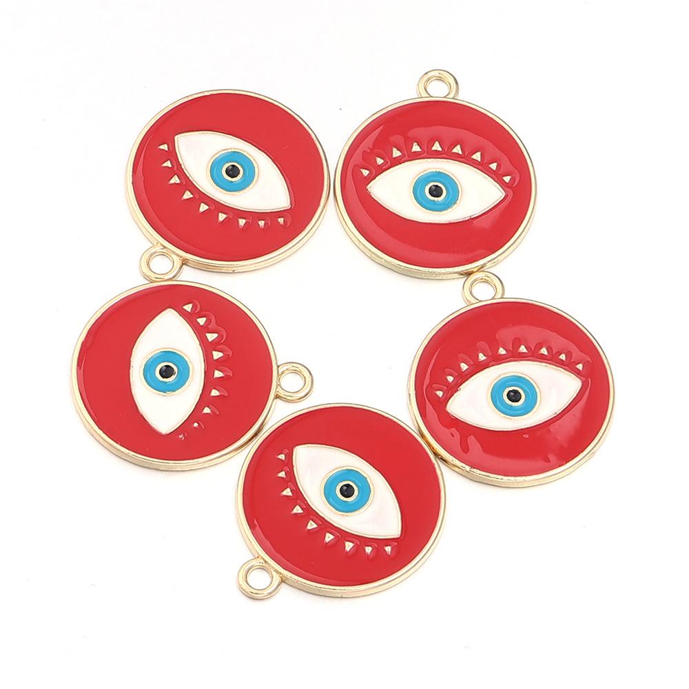 5pcs/lot Round Enamel Charms Single Face Eyes Pendants DIY Gift Accessories Necklace Bracelet Earrings Alloy Pendants Wholesale
