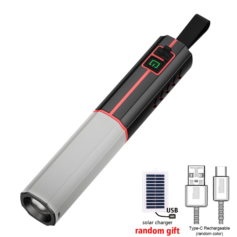 High Strong Power Zoom LED Flashlight,18650 Battery,Portable Tactical Torch Light,USB Charging,Camping Fishing Emergency Lantern