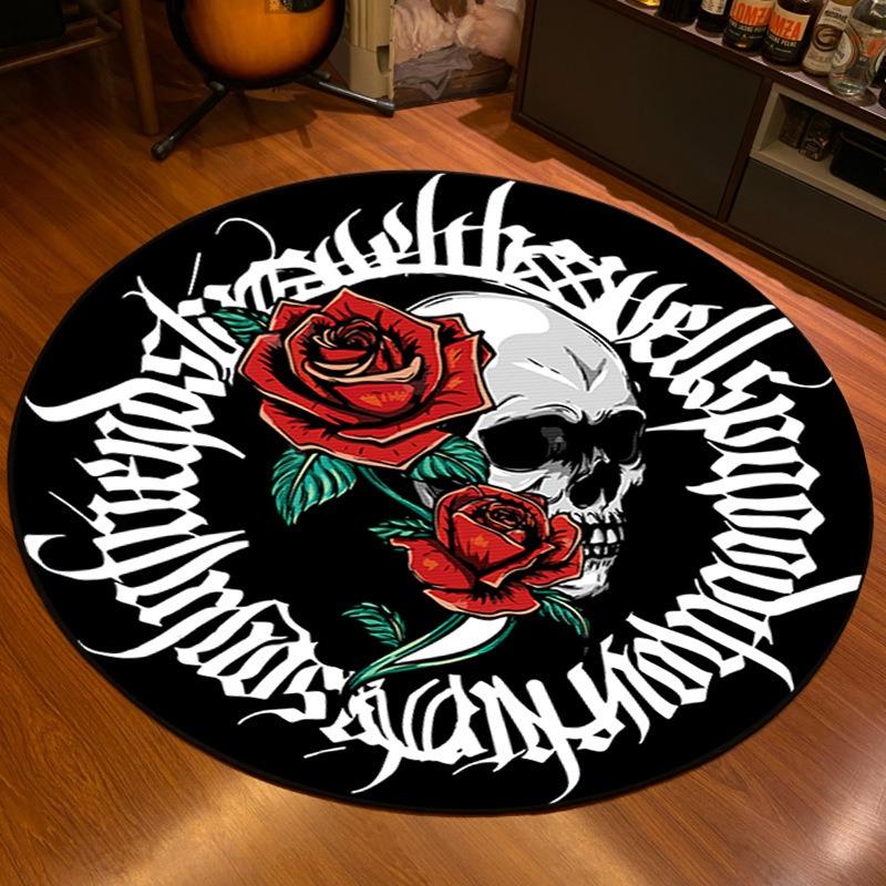 Gothic Style Circular Carpet Halloween Living Room Decoration Floor Mat Skull Funny Foot Mat Cradle Mat Home Decoration