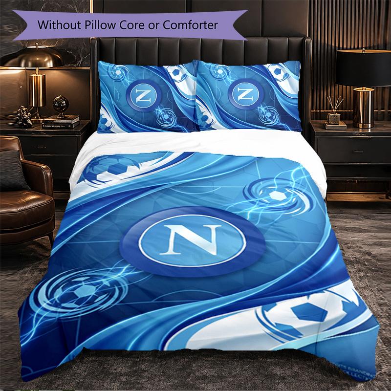 Biancheria da Letto a Tema Napoli FC Set 3 Pezzi Copripiumino Biancheria da Letto Decorativa Per Camera Adolescenti Decorazione Casa