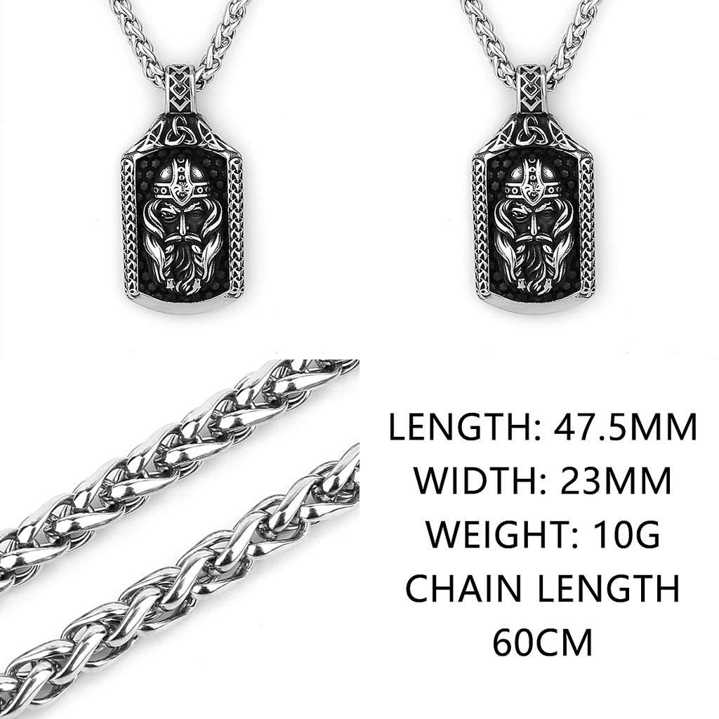 Nordic Mythology Viking Odin Pendant Men's Retro Fashion Amulet Hip Hop Street Men Motorcycle Stainless Steel Pendant Necklace