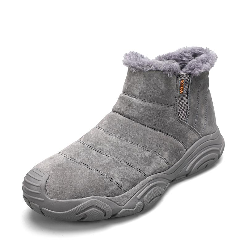 

Men s Winter Thermal Snow Boots Suede Leather Anti-Slip Warm Fleece Lined Ankle Boots Outdoor Cotton Trekking Shoes Cold Weather 38
