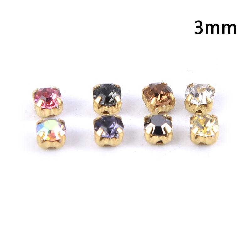 100Pcs Colorful Glass  Gold Claw 3/4/ 5Mm Sew On  Beads Garment