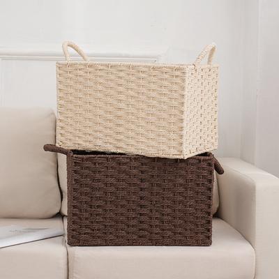 Handmade Foldable Storage Basket Woven Laundry Basket Sundries Organizer Box Desktop Decor Clothes Sundries Closet Picnic Basket