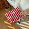 Stripe Canvas Cosmetic Bag Large Capacity Travel Toiletry Organizer for Women Portable Makeup Storage