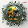 Vintage Green Bay Football Helmet Metal Tin Sign 8x8 Inch Retro Home Office Wall Decor