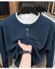 Men's Summer 2025 Heavyweight Henley Collar Two-Piece Look Short Sleeve Casual Knit Sweater