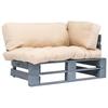 Outdoor Palette Sofa with Sand Colored Cushions Pine Wood