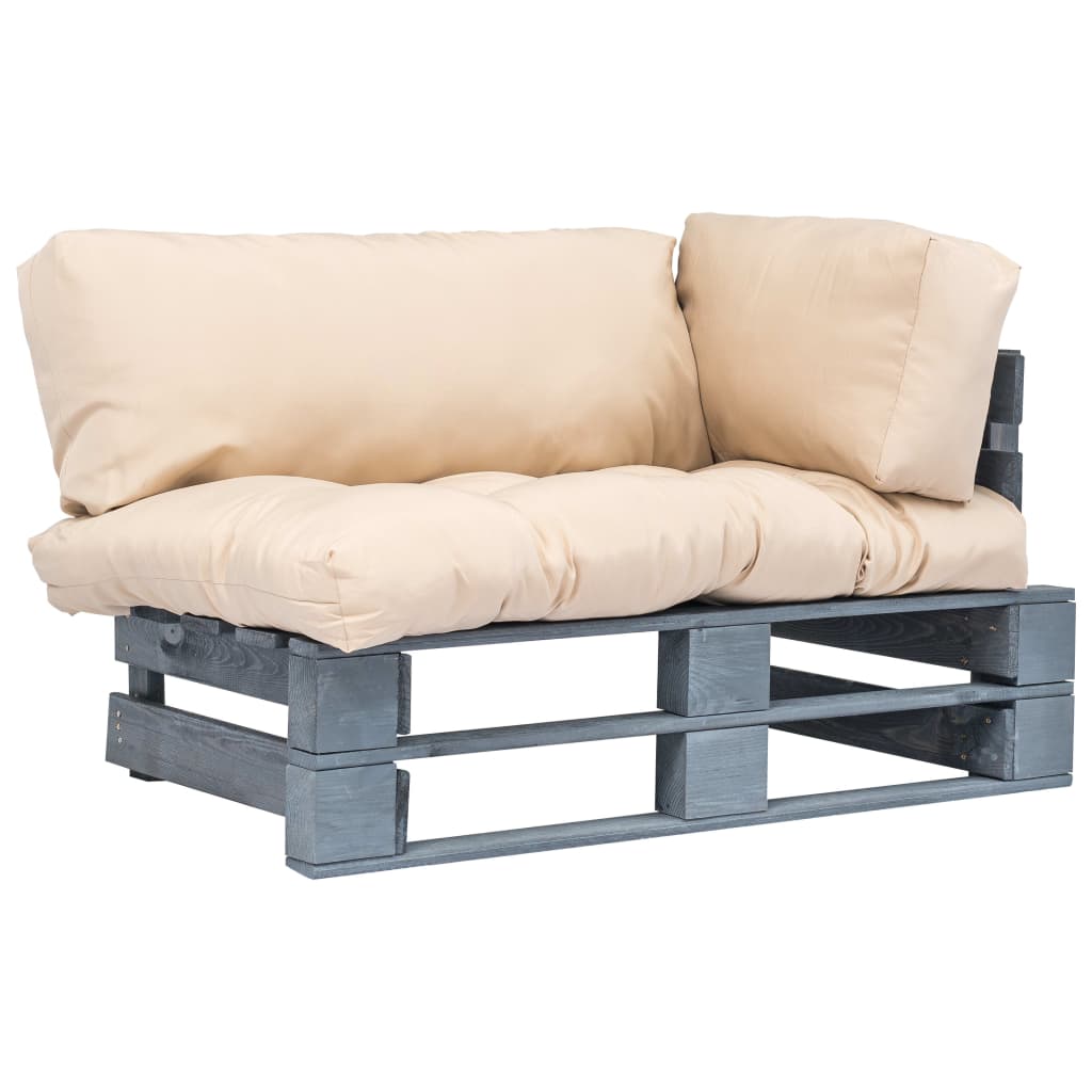 Outdoor Palette Sofa with Sand Colored Cushions Pine Wood