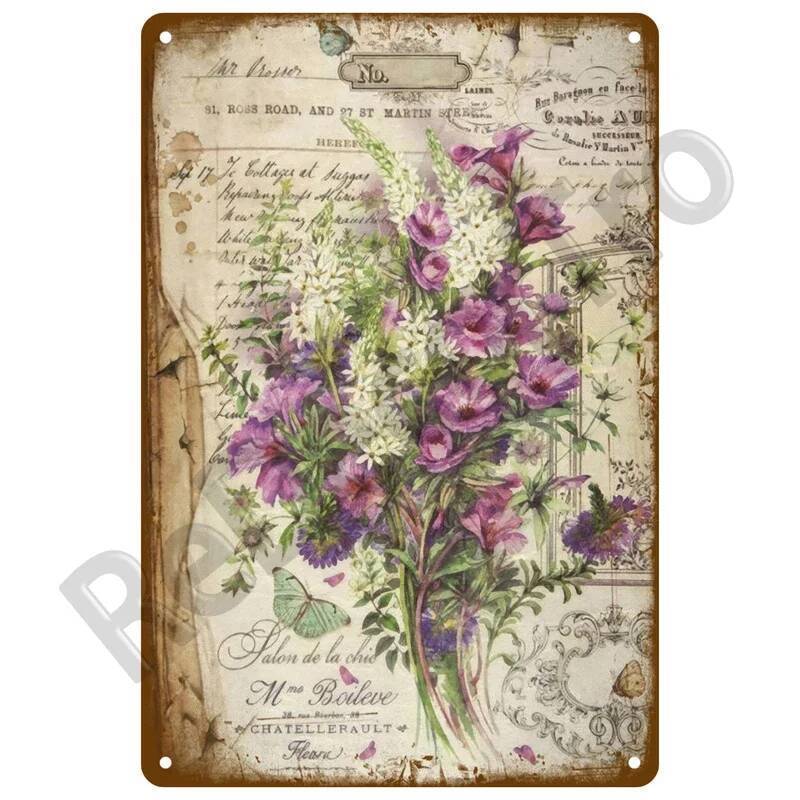 Dpc Rustic Farmhouse Theme Retro Lavender Print Wall Sign Metal Decor Home Garden Cozy Plaque
