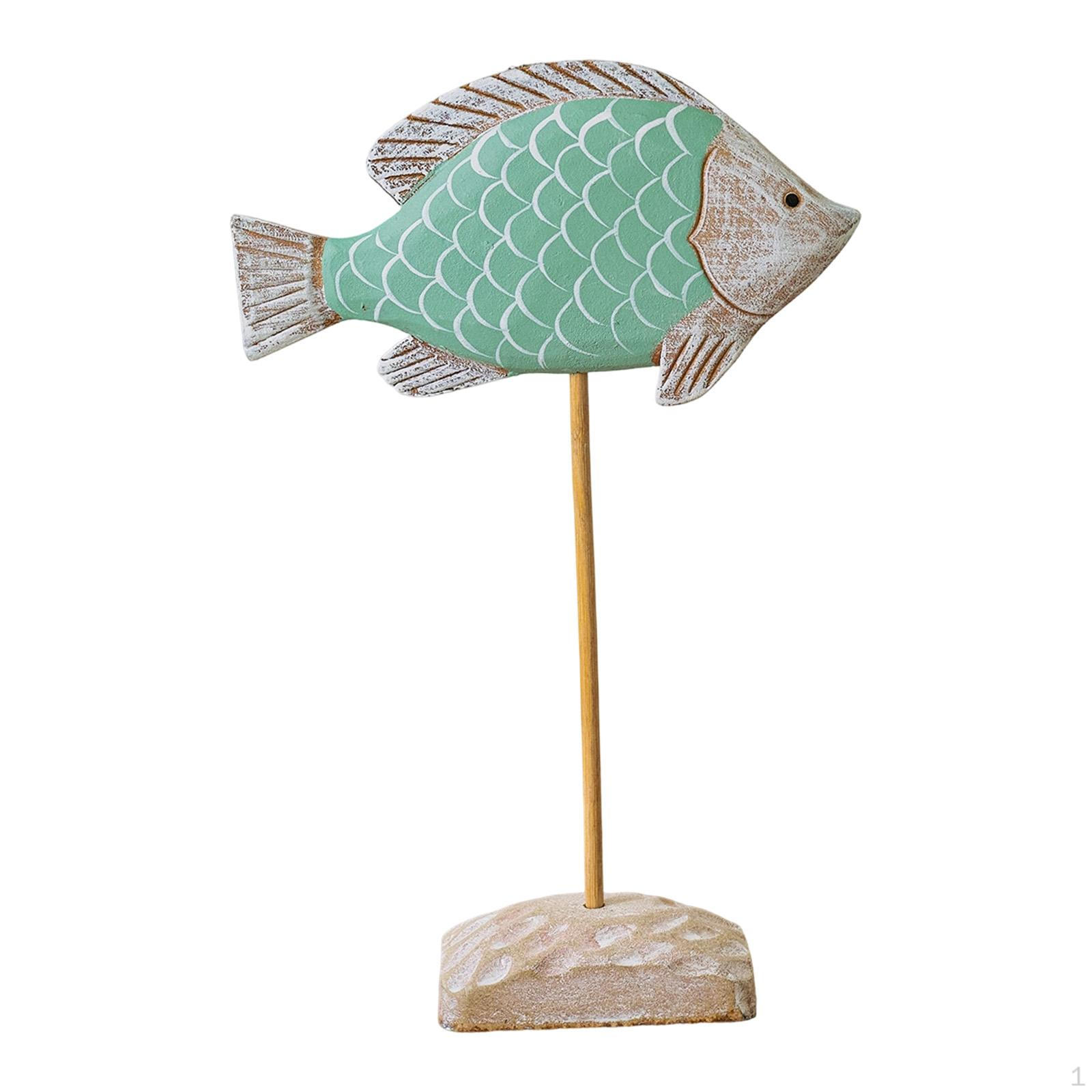 

Рибна скульптура на п єдесталі, Декоративна панель з морськими тваринами, Сільська настільна статуетка, Морська світло-зелений колір