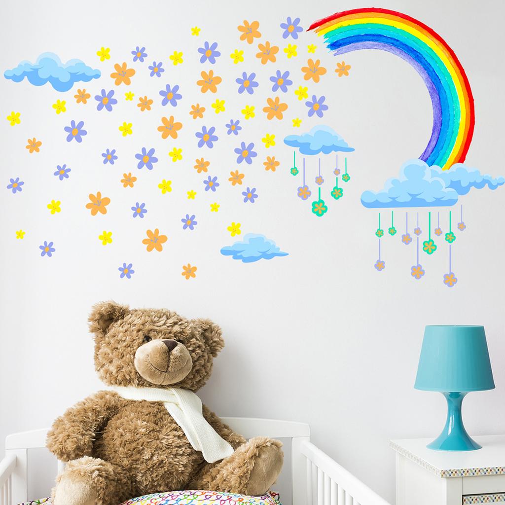 Buy Rainbow Cloud Flower Wall Sticker Colorful Art Decal Wallpaper