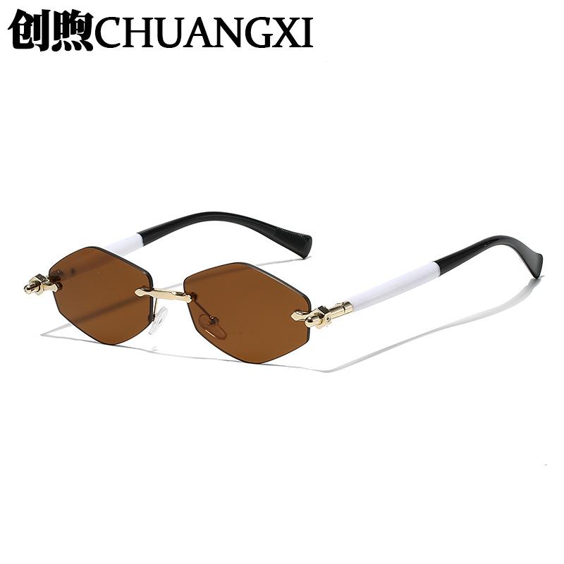 New frameless polygonal metal sunglasses, plain sunscreen and thin sunglasses, personalized trimmed sunglasses