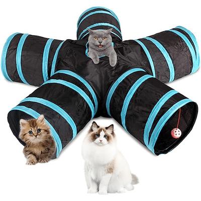 1pc Collapsible 5 Way Cat Pet Tunnel - Also Included Is A Interactive Cat Toy - Toys For Cats - Cat Tunnels For Indoor Cats Cat Tube